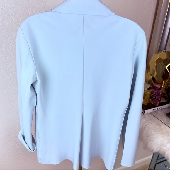 NWT A.W.A.K.E. MODE Pre-Spring 2020 Light Blue Raw Edge Fitted Blouse 42 - Picture 9 of 13